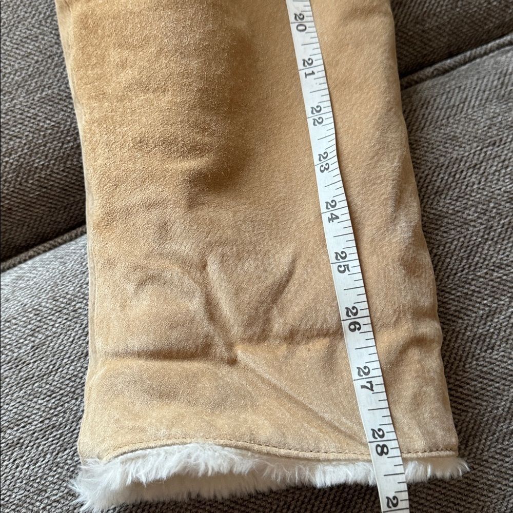 Shearling-Lined Hooded Suede Jacket - Cream Trim - Picture 7 of 16